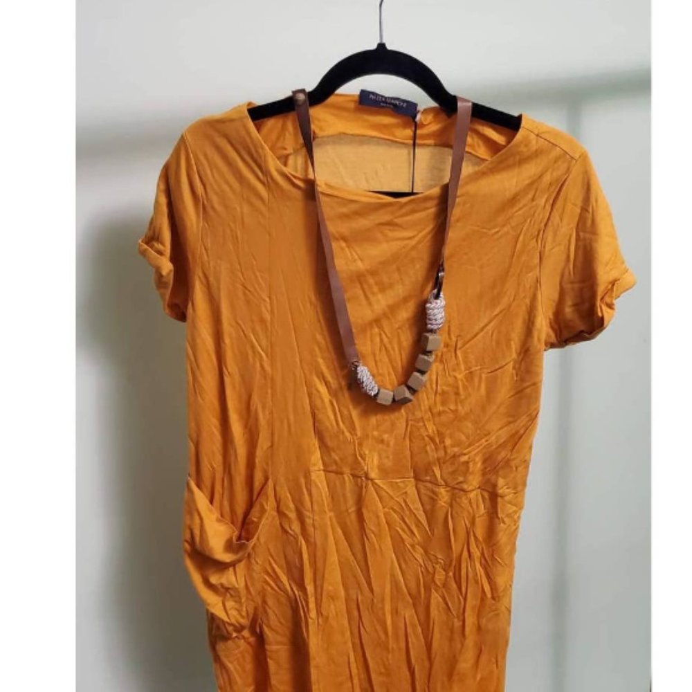 Piazza Sempione Orange Casual Dress with Necklace - Picture 5 of 14